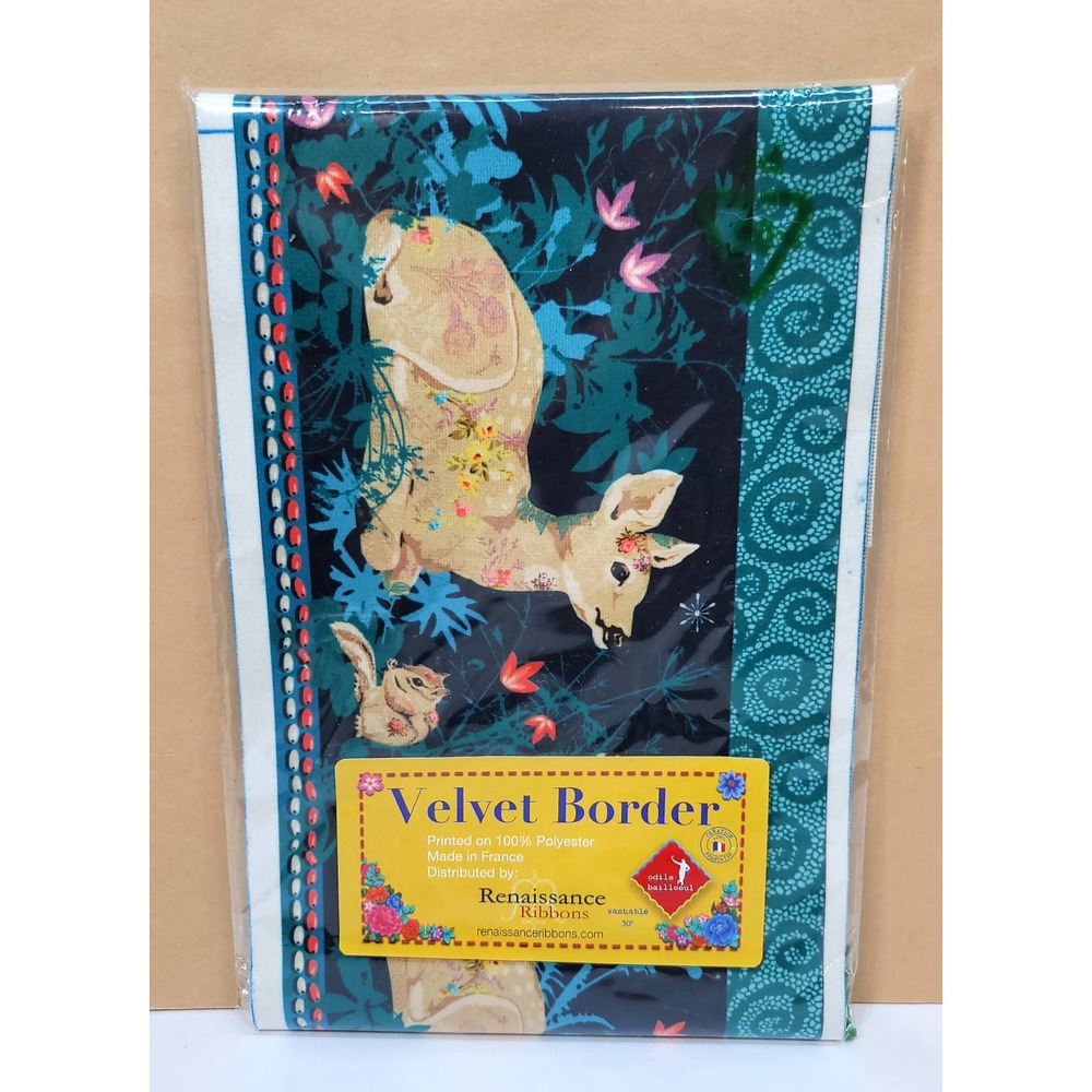 Renaissance Ribbons Velvet Border Forest Animals Midnight Blue 1.1 Yard Trim
